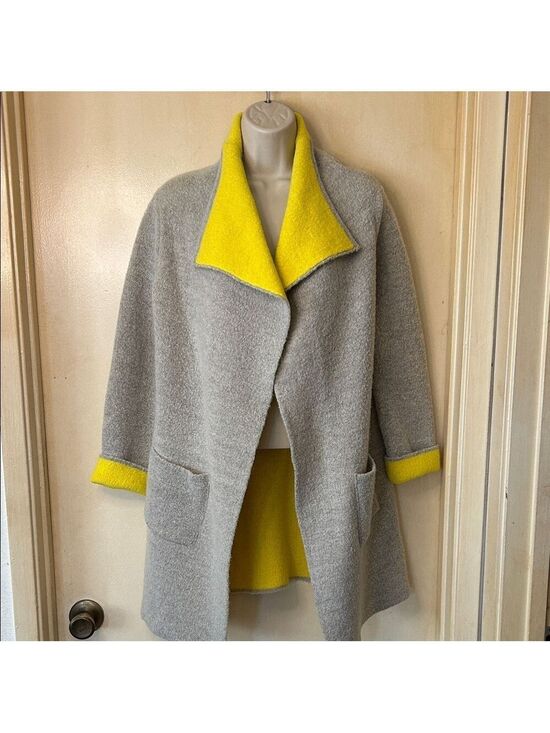 Jin Collection Sweaters - Jin Collection Gray and Yellow Women's Cardigan size S